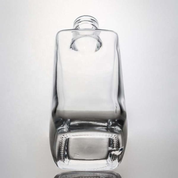 Glass Collar Square Gin Whiskey Rum Wine Vodka Bottle 750ml with Synthetic Cork