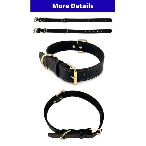 Genuine Leather Dog Collar Durable Comfortable Adjustable Classic Style