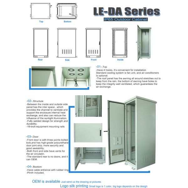 LE Manufacturer 12U 42U Outdoor Network Cabinet IP65 Rated Server Rack