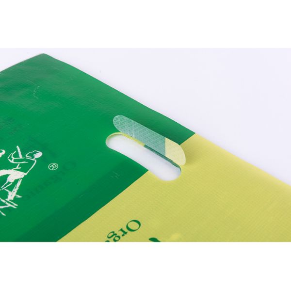 Safe Rice Packaging Bags with Handle PP Bopp Material 10kg 58 cm * 36 cm Size