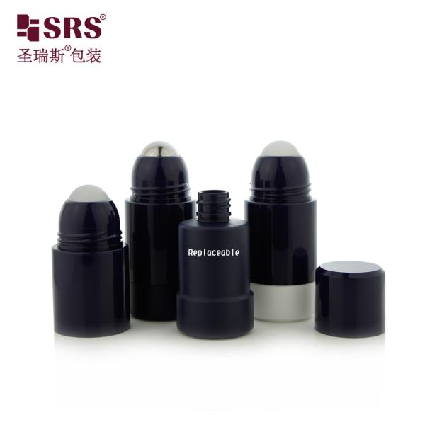RPPE 50ml 75ml Injection Dark Blue Glossy PP PCR Eco Friendly Plastic Roll On Deodorant Gel Antiperspirant Bottles Packaging