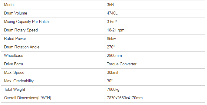 XDEM 3,5 м3 Бетономеситель для грузовых автомобилей самонагрузка 85кВт 7830х2680х4170мм 7800 кг