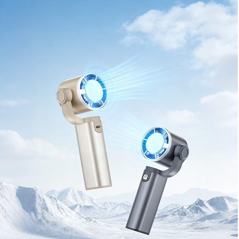 Factory Wholesale Custom Gimbal Handheld Fan Aluminum Alloy Body 180° Rotatable Gimbal Head Semiconductor Ice Cooling Fan