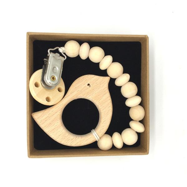 Bebê de madeira de Teether do silicone 5pcs de madeira orgânico animal que sai os dentes brinquedos
