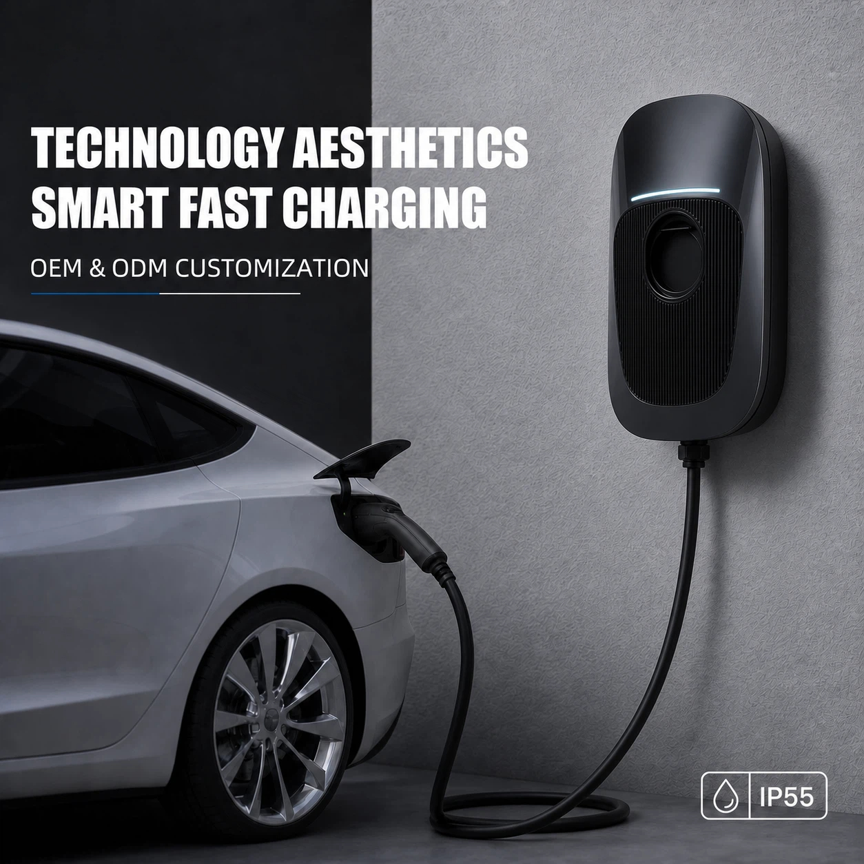 Compact Wall-mounted EV Charger Providing Space Electric Vehicle Charging Solutions for Urban Residential and Commercial Properties