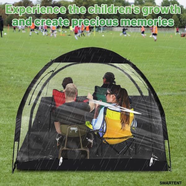 71*71*65''Inch 4-Person TPU Transparent Fiberglass Frame Quick Set Up Waterproof UV Protection Pop Up Sports Tent