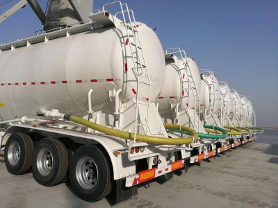 White Tractor Trailer Truck 3 Axle 50m3 Bulk Cement Tanker Trailer For Cement Company