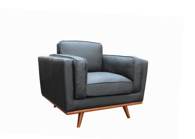 107cm Single Seat Leather Lounge Chair Sponge Padded One Seater Black Leather Sofa