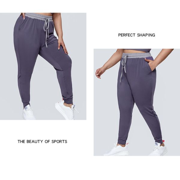 Pantalones de sequía rápidos flojos de la yoga del tamaño extra grande que funcionan con los pantalones casuales de los deportes del lazo