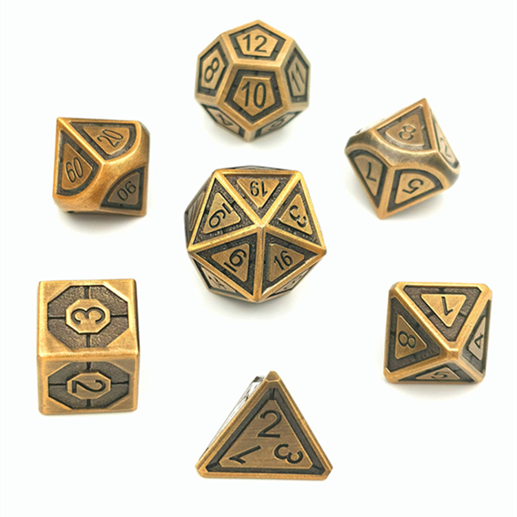 Customized Color Zinc Alloy Metal Dice Set - Durable Polyhedral RPG Dice for Tabletop Games
