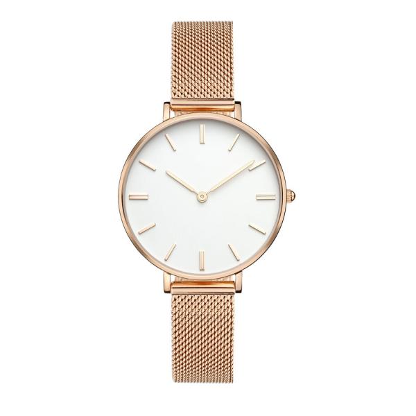 Mesh Band Ladies Stainless Steel Watches Japanese Quartz Movt Rose Gold Plated