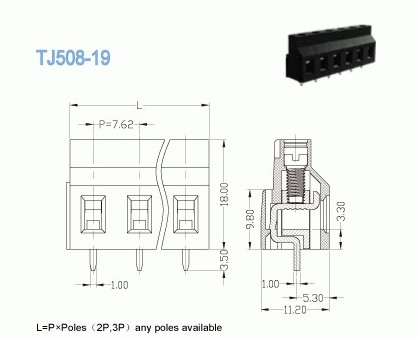 Соорудите блок винта PCB 7.62mm терминальный, разъем терминального блока соединения винта 2P-16P
