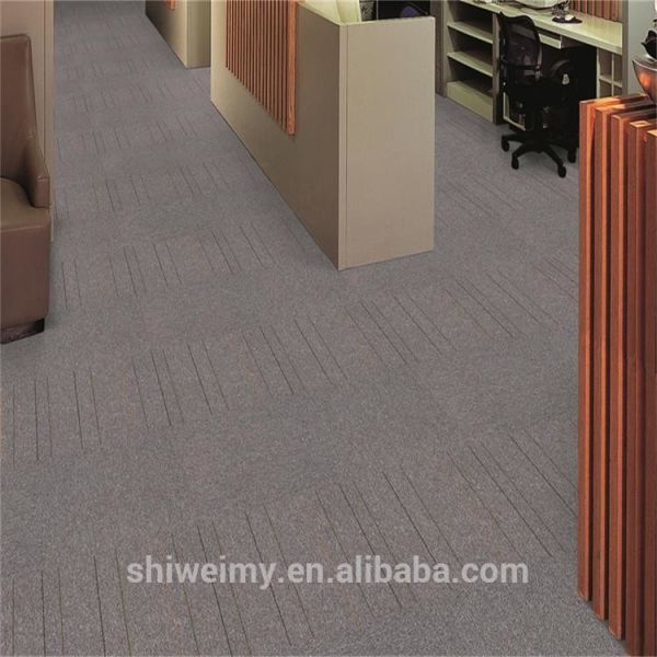 Solid color and stripe pattern loop pile PP office carpet tile