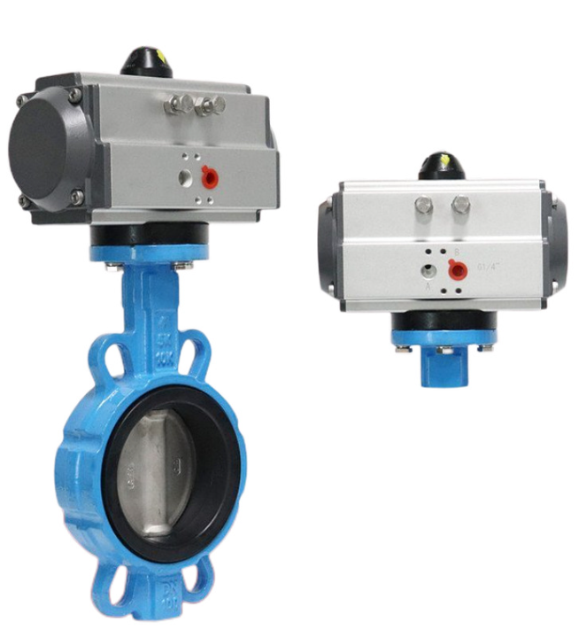 Wafer Type Pneumatic Butterfly Valve DN50-DN400 EPDM Soft Seal Ductile Iron Automatic Water Treatment Butterfly Valve