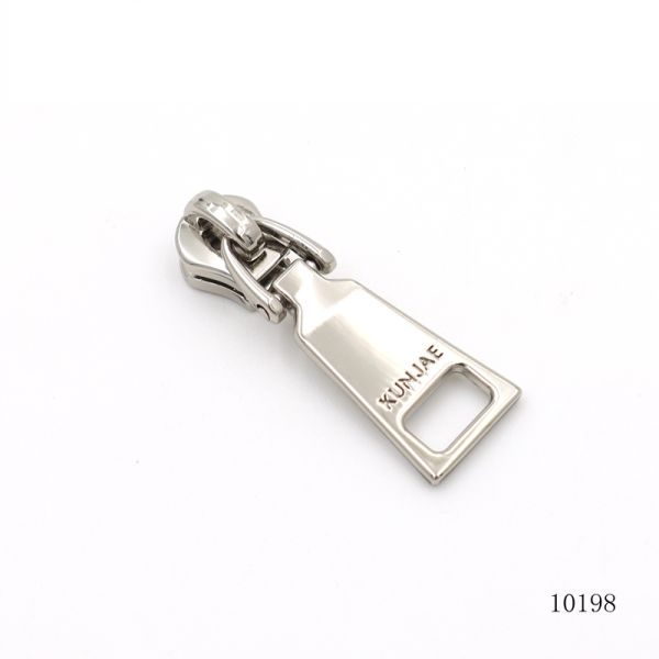 Nickel Metal Zipper Puller Custom Logo Text Zip Pull Charm #5 Slider Head