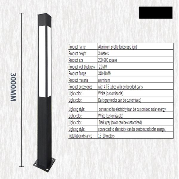 Spot LED Square Landscape Light Post IP65 Solar Garden Light for Park Street Lamp