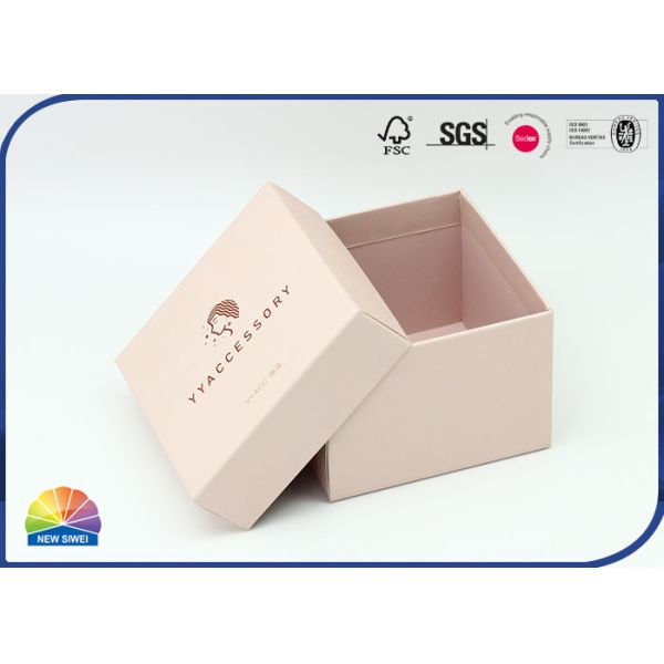 Matte Print Cubic Pink Paper Box Necklace Gift Package With Lid