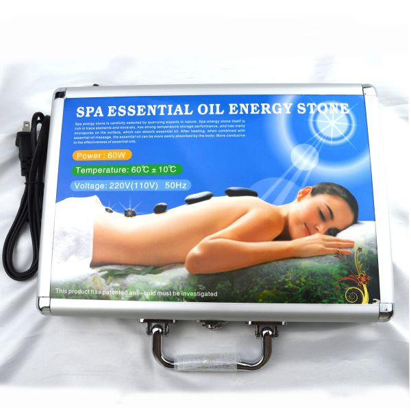 Personal Health Care Blue Soddlite 8pcs Massage Stone in Aluminum Heating Box with Heat Massage Energy Stones