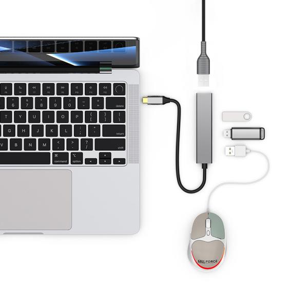 Hub USB 3.0 Type C 4 ports avec câble d'extension USB