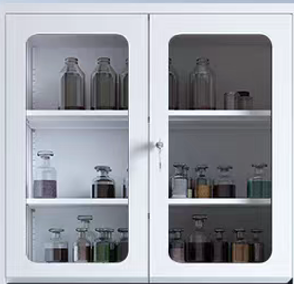 All Steel Medicine Storage Cabinet Heavy Duty Chemical Storage Cupboard With Glass Door