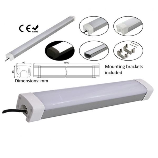 Aluminum LED Utility Shop Light 150cm 60W Triproof LED Tube Light 140lm 120 Degree