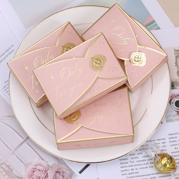 Juego de Cajas para Recuerdos de Boda Premium Rosa Dorado Estilo Coreano Embalaje Romántico Cajas de Recuerdos