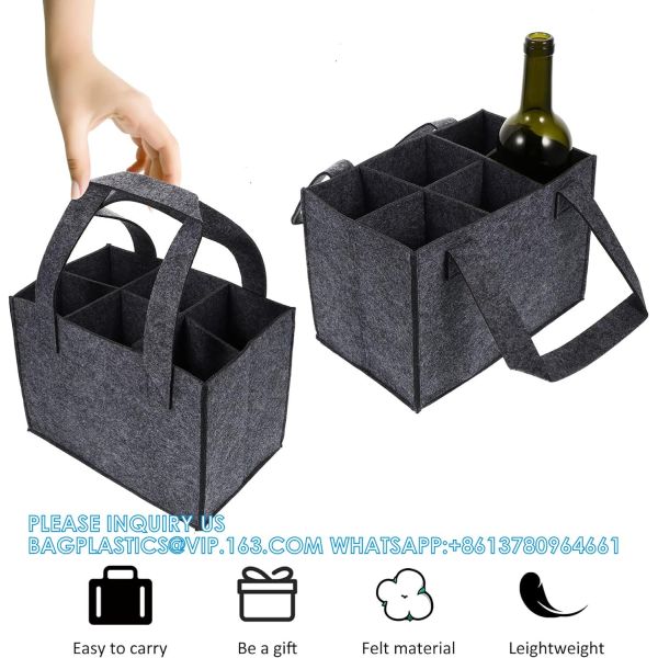 Bottle Bag, Wine Carrier Tote Holders With Separate Partition, Portable Wine Bottle Gift Bags With Handle