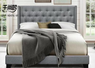 Luxurious Tall Upholstered Bed European Style with Stitching Buttons / Metal Rivets