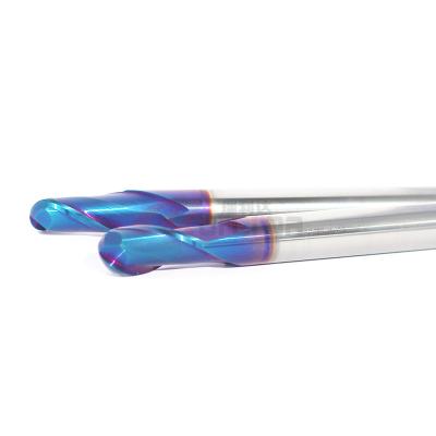 HRC65 2 tuyaute des frais supplémentaires de la fraise en bout de nez de boule de carbure 10mm longtemps pour l'acier à outils