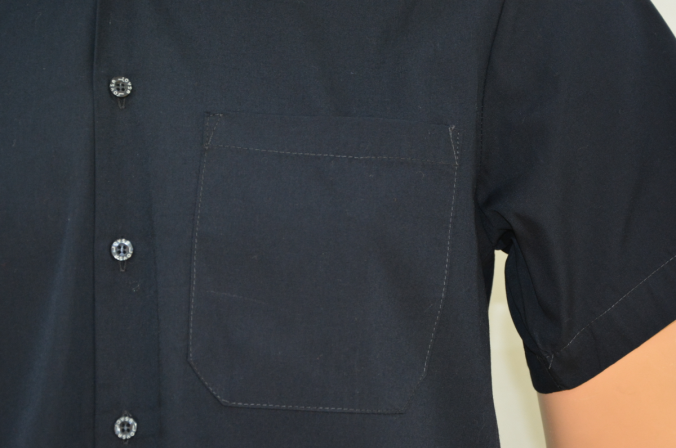 Men's 65%Polyester 35%Cotton Poplin Work Shirt Short Sleeve Black