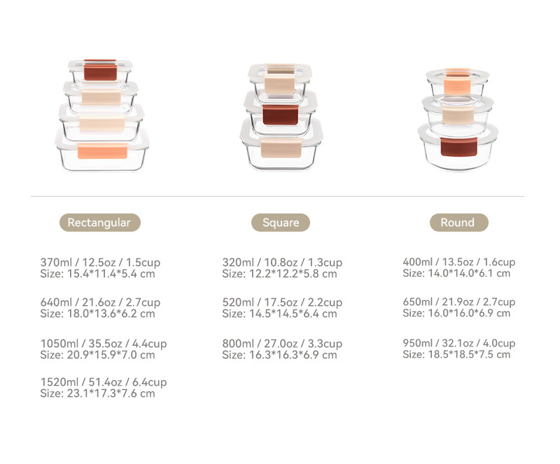 IKOO Glass Food Containers with Glass-Lids and Air Vent for leftovers Wholesale Price