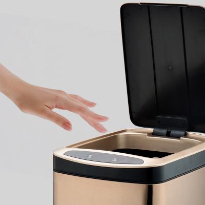 30L Gold Household Ozone Sterilization Sensor Smart Stainless Steel Waste Container Recycling Bin Trash Can