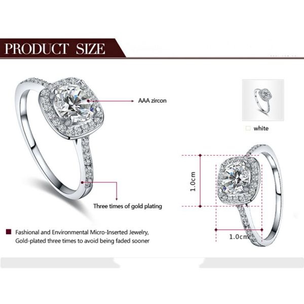 Wholesale Hearts and Arrows diamond ring inlaid zircon gold plated jewelry