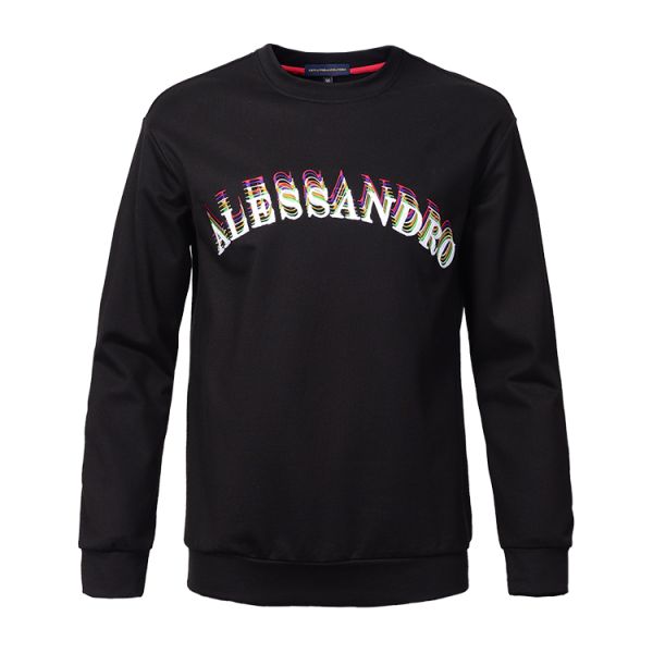 High quality cotton O neck sweatshirt fashion ,High end custom embroidered black sweat shirt for men