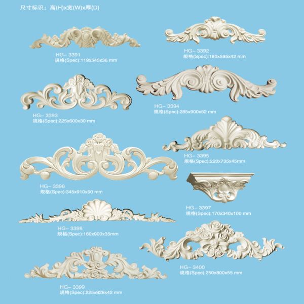 Polyurethane Onlay Scroll PU Home Decor Ornamental Mouldings