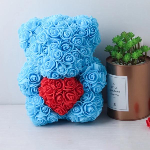 Wholesale Preserved rose bear with heart popular size 25cm teddy bear of roses