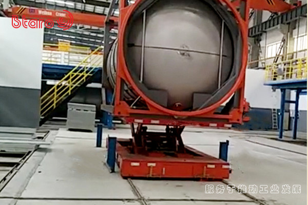 Автоматический ходящий передающий батарейки управляемый трансфер троллейбусной тележки 30 т стальной рельсы для передачи бочек