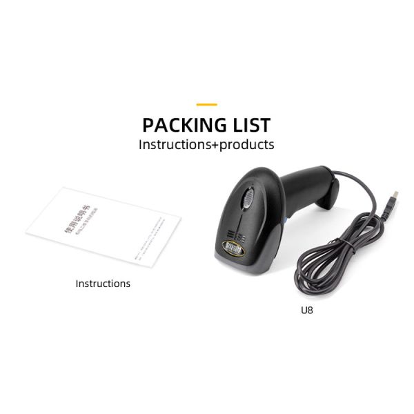 U8 2D Bluetooth Barcode Scanner with Buzzer Prompt Mode and USB Keyboard Interface