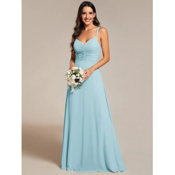 Sexy Empire A-line Adjustable Straps V-neck Pleated Burgundy Chiffon Prom Dress