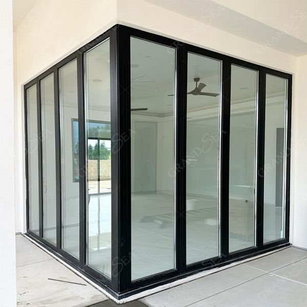 Grandsea Waterproof Hurricane Proof Aluminium Alloy Patio Glass Bi Folding Door American Bifolding Aluminum Folding Door