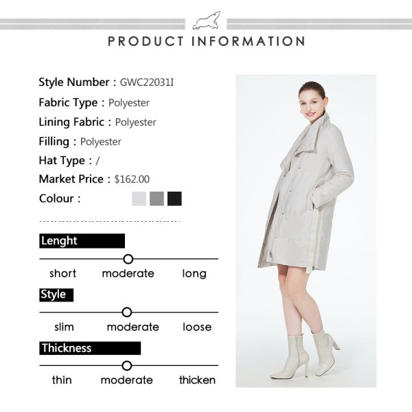 Полиэстерные наполнители серовато-зеленые женские зимние верхние одежды простые весенние куртки для ношения