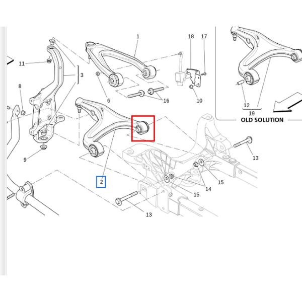 Pour la Maserati Quattroporte Ghibli 2014-2016 Suspension avant basse et basse bras de balancement petit en caoutchouc OEM 670107801