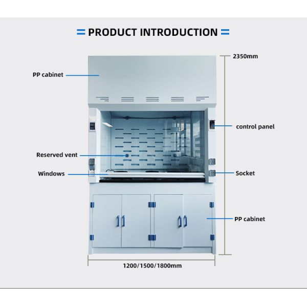 Тип установки Настенная химическая дымовая крышка PP дымовой шкаф с очисткой
