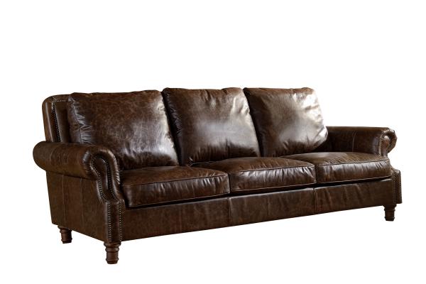 Dark Brown Real Soft Leather Sofa Set , 3 Seater Leather Sofa Couch Settee Sumptuous Type