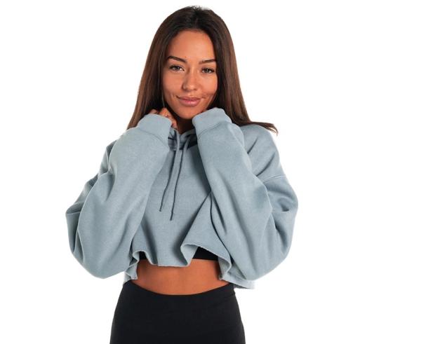 Fashion Cotton Sports Team Hoodies Printed Long Raglan Sleeve Oversized Cropped Top