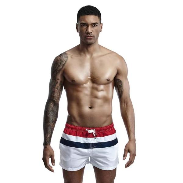 Troncos de nadada masculinos do lazer sexy listrado da casa do pugilista do short do roupa de banho dos homens da areia