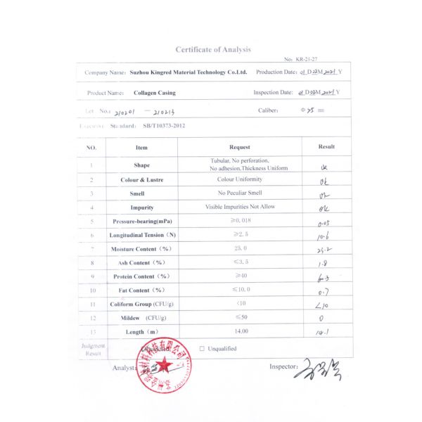 20mm Natural Colour Food Grade Edible Casings For Sausages