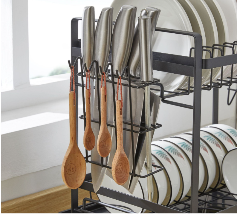 2 Layers Removable L38.5cm Steel Kitchen Basket Rack