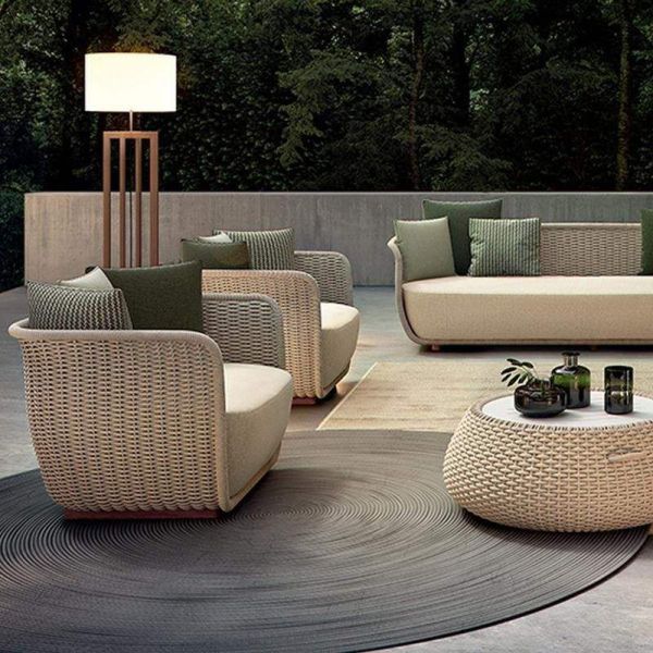 Outdoor Sofa Furniture Combination Rattan / Wicker Easy to Washable for Villa Garden