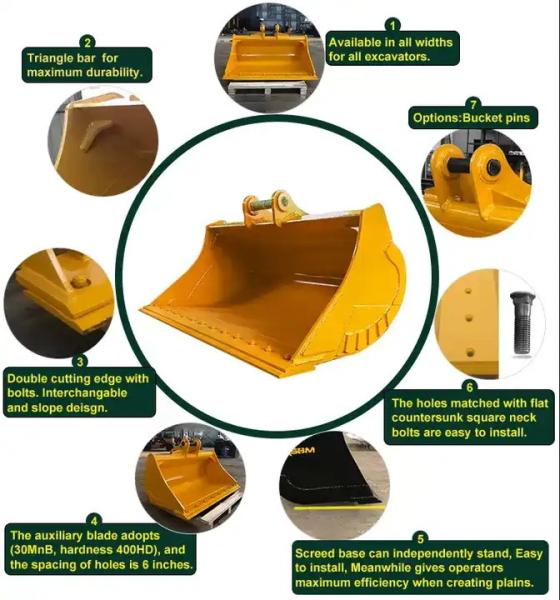 3t 1200mm Mud Bucket for Home Mini Excavator Customized capacity